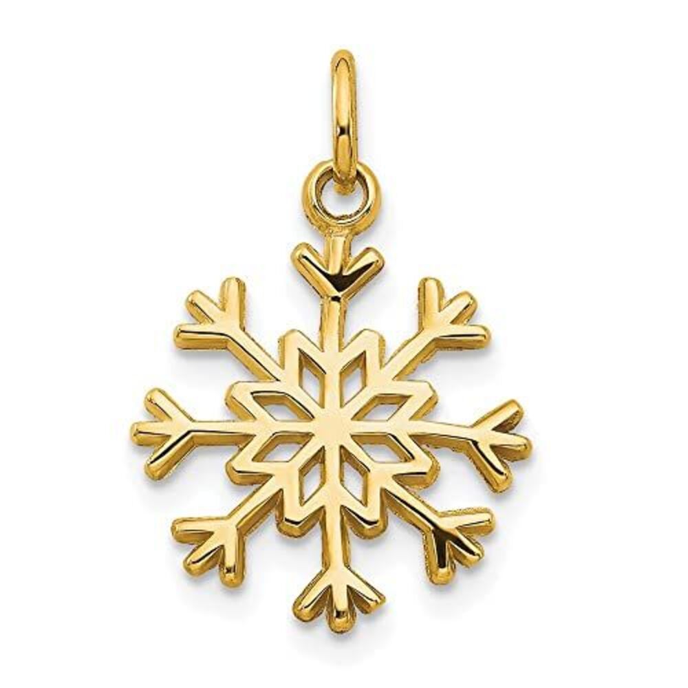 10k Yellow Gold Solid Polished Snowflake Charm - image 4